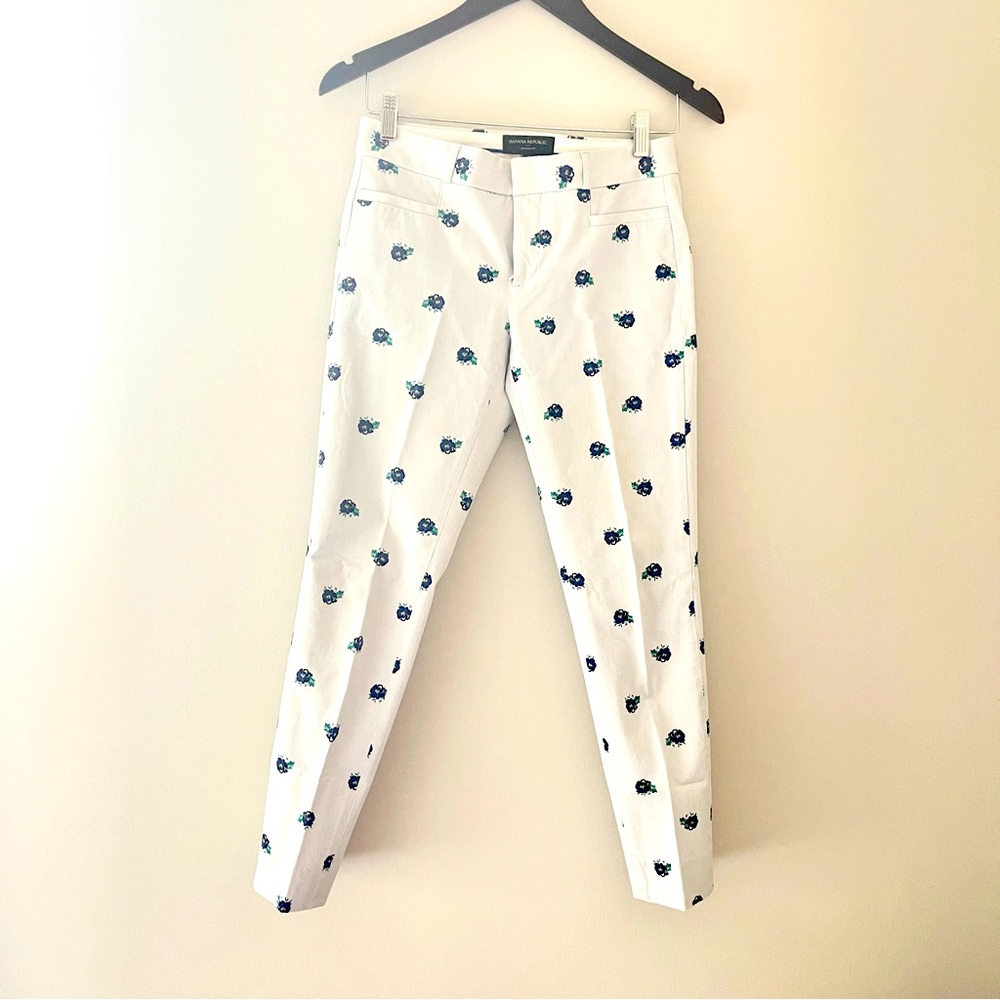 Banana Republic White Floral Pants